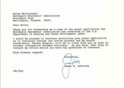 Letter from Senator James M Jeffords