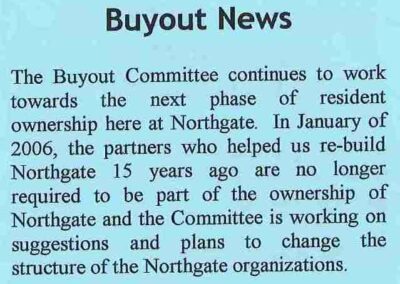 Buyout Committee continues to work towards the next phase of resident ownership...