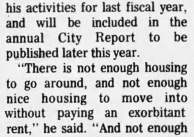 Preseau's remarks on rent control... "there is not enough housing..."