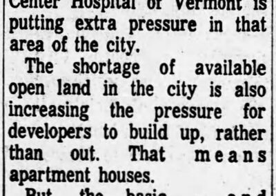 newspaper clipping: the city's economic boom has created a critical housing shortage in Burlington...
