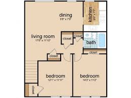 Two beds, kitchen, dining, and living room with bath and stairs